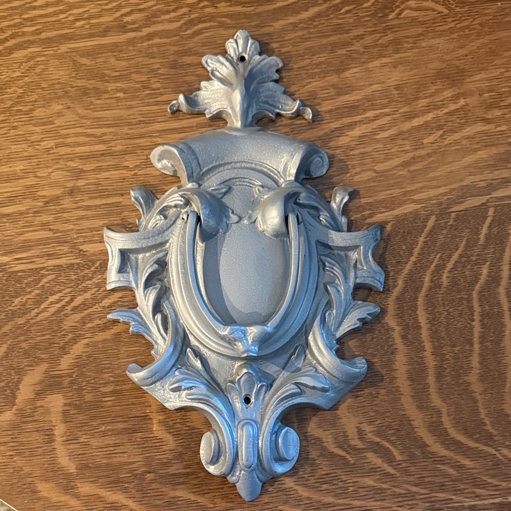 Ornate Wall Plaque in Silver - Decorative Home Door Knocker